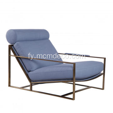 Moderne Milo Baughman boarstele RVS lounge stoel